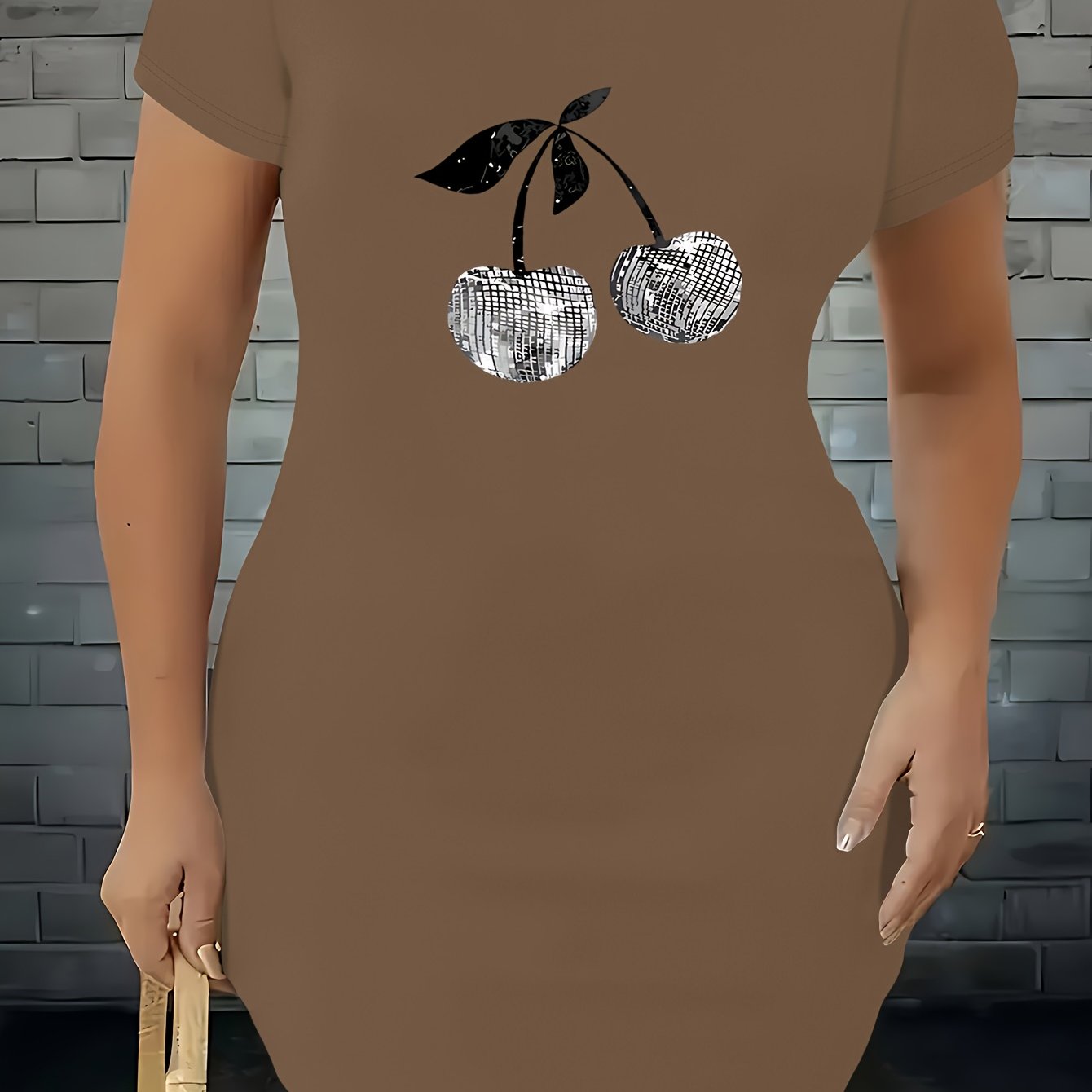 Plus Size Women's Summer Stretchy T-Shirt Dress Short Sleeve Bodycon