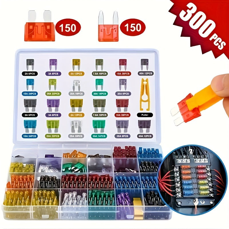 Car Blade Fuse Assortment Kit 2A-40A with Storage Box for Vehicles