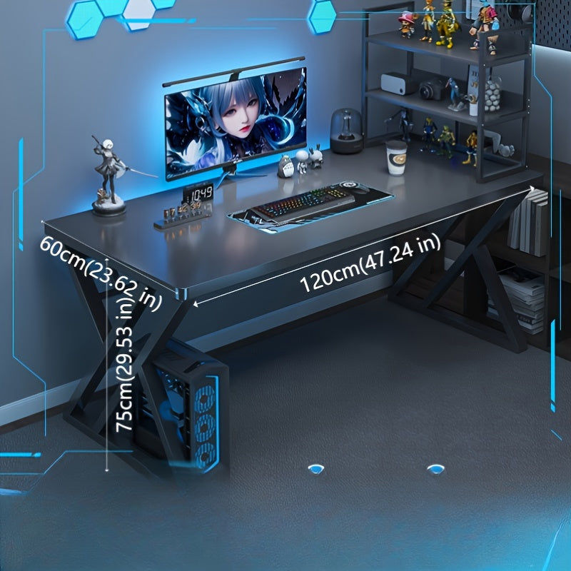 White Wooden Desk for Gaming Work and Study Sturdy Multi-Functional Home Office Table