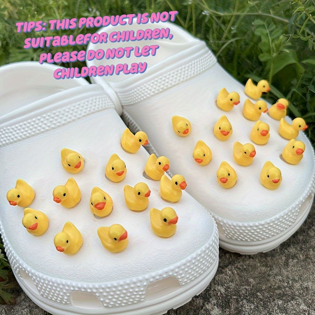 12/26pcs Cute 3D Animal Yellow Duck Shoe Charms Garden Shoe Decorations