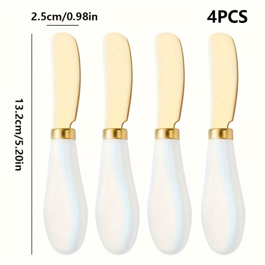 Stainless Steel Cheese Knife Set with Ceramic Handles for Spreading and Cutting Bread