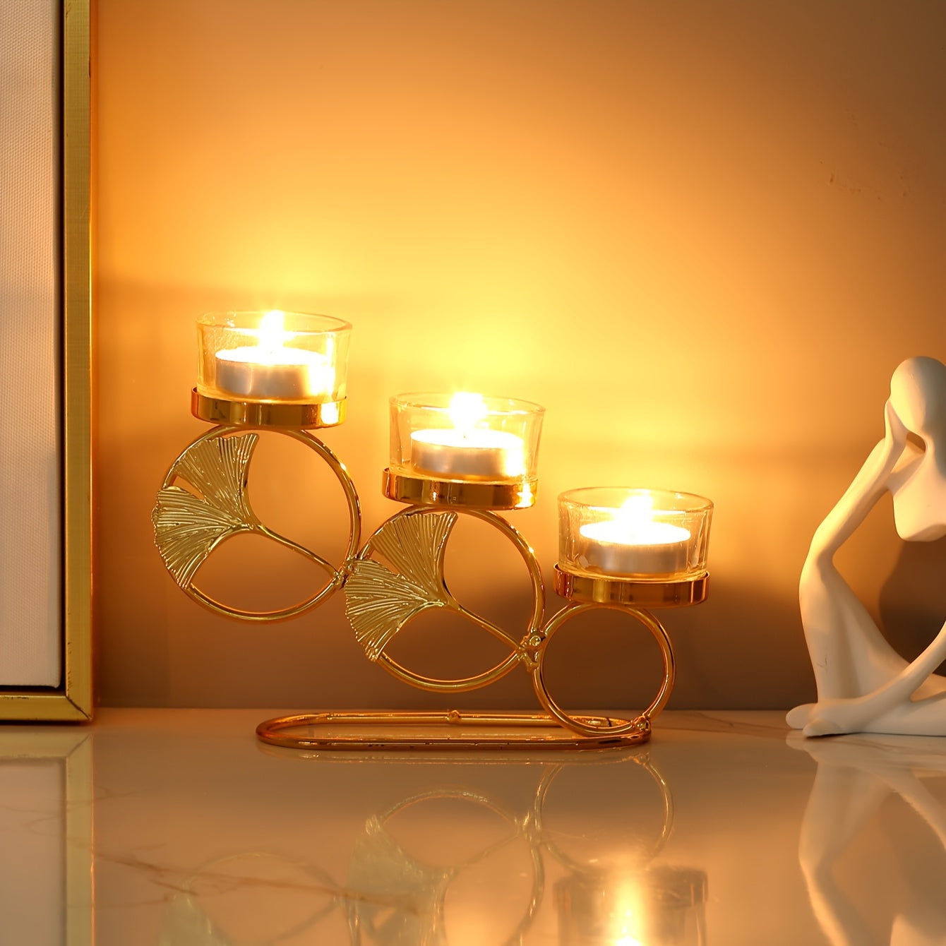 Ginkgo Leaf Candle Holder for Centerpiece and Decor, Wedding, Holiday, Table Decor