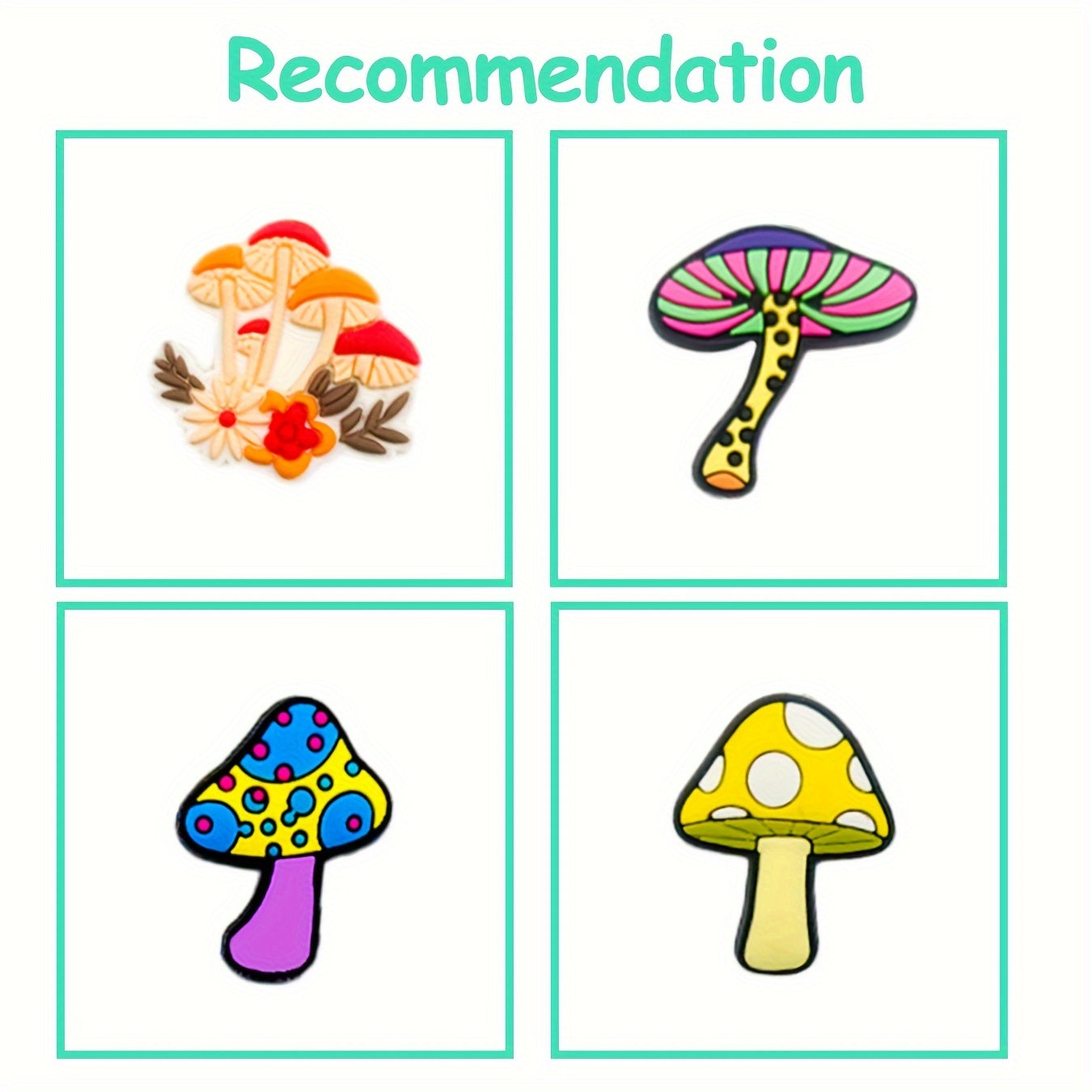 20pcs Mushroom Shoe Charms Green Mushroom PVC Shoe Decorations for Sandals