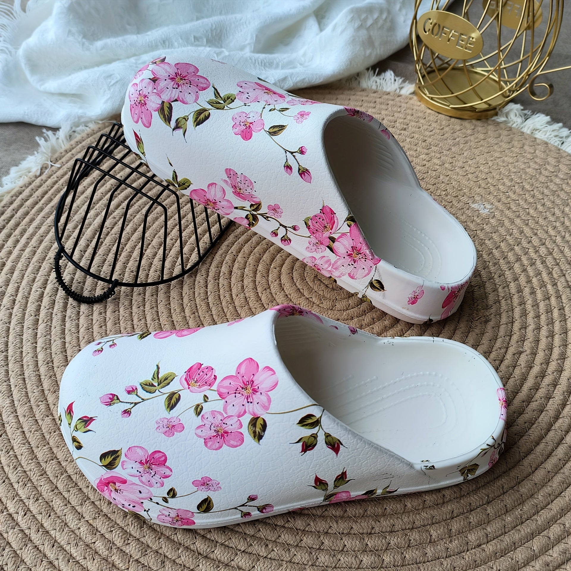 Women’s EVA Slide Sandals with Floral Butterfly Design Non-Slip Breathable Summer