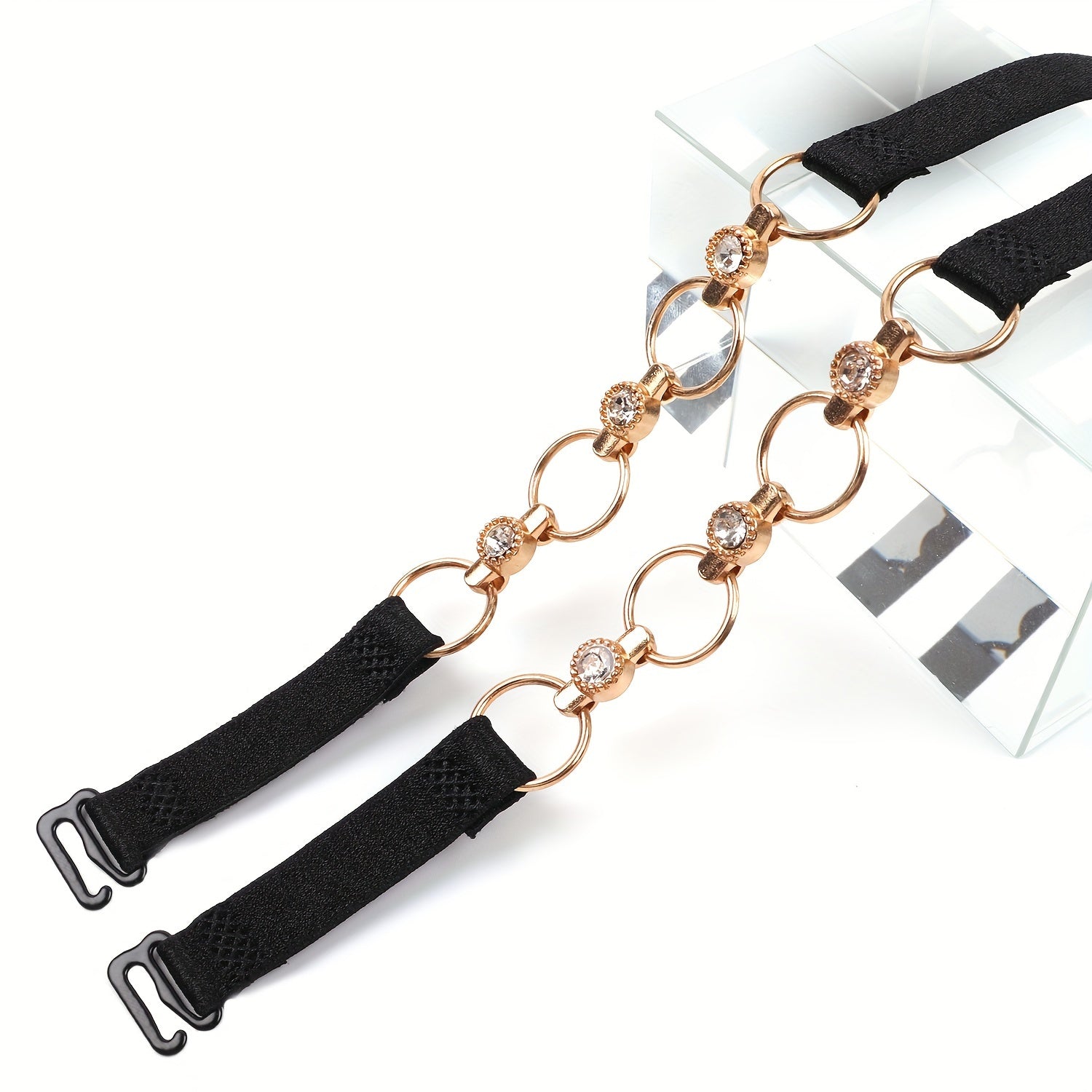 2pcs Rhinestone Adjustable Bra Straps 14 Inch for Off-Shoulder Dresses