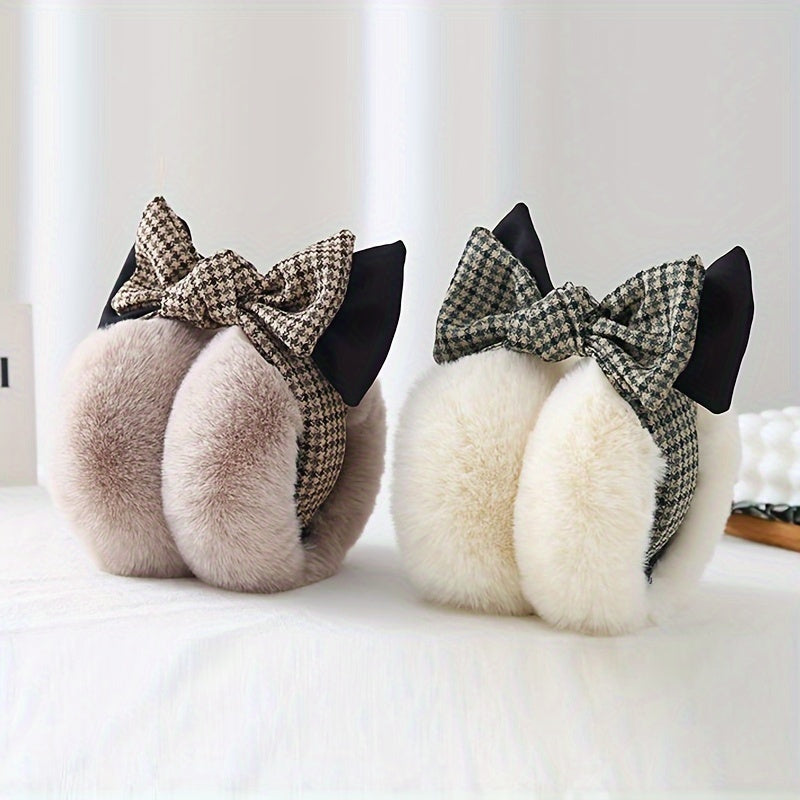 Women's Winter Faux Fur Earmuffs Warm Soft Chic Ear Protection with Bow