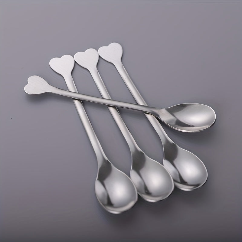 Set of 4 Love Handle Shape Coffee Spoons for Tea, Spices, and Serving