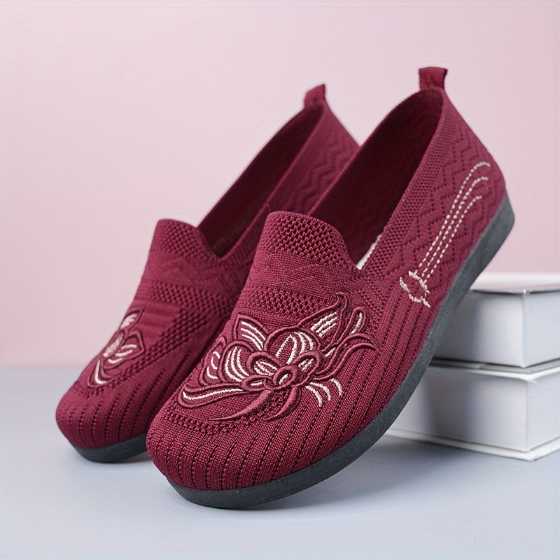 Женские мокасины-слипы из дышащей ткани с цветочным узором, повседневная обувь