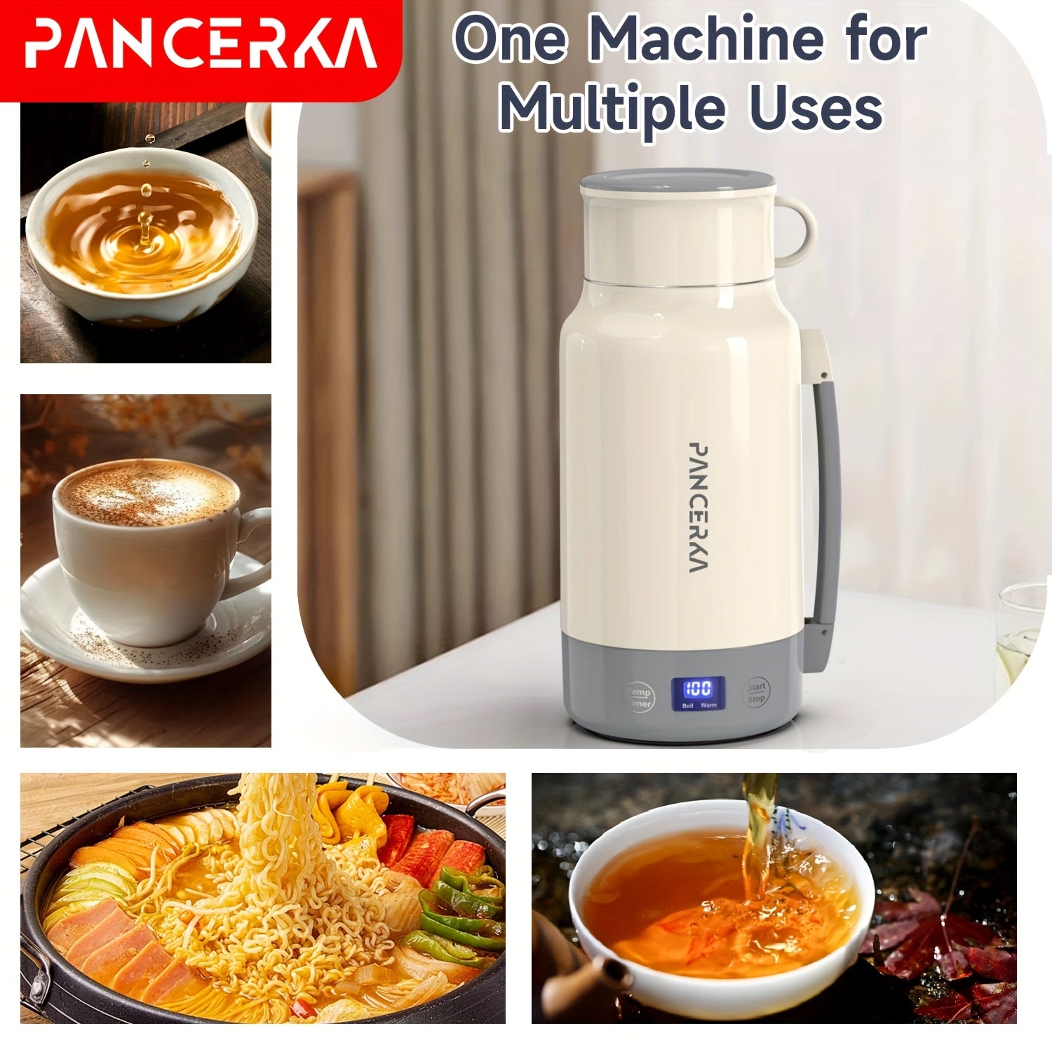 Portable Stainless Steel 1.0L Electric Kettle 800W Travel Coffee Boiler