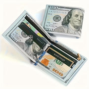 Men's Vintage PU Leather Wallet with Dollar Bill Design and Zipper Coin Pocket