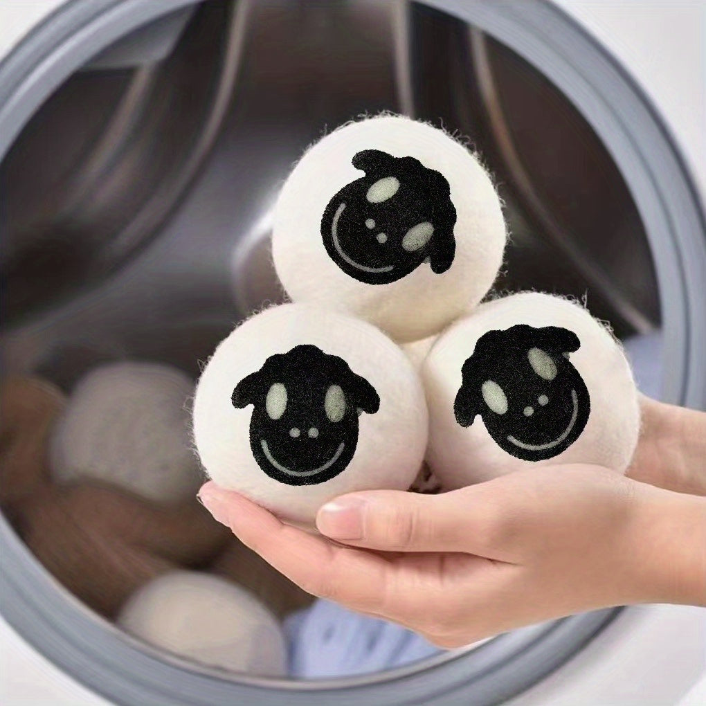 3Pcs Wool Dryer Balls Grey Sheep Reusable Fabric Softener Laundry Accessories