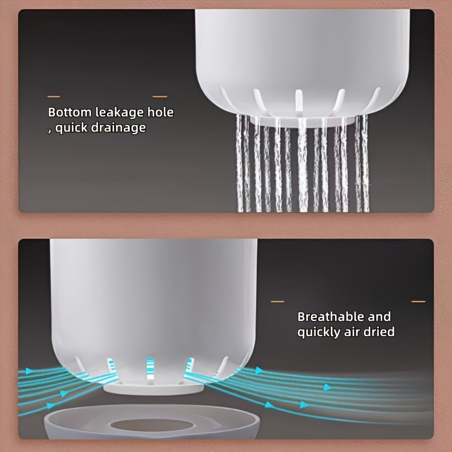 Set of 2 Plastic Kitchen Utensil Holders with Drainage and Flatware Organizer