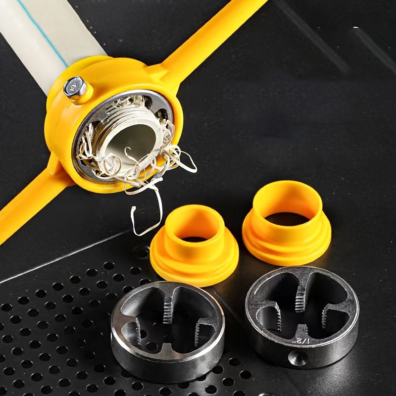 Set of 6 PVC Plastic Water Pipe Dies with Tap Wrench, Sizes 10.16/15.24/2.54 cm