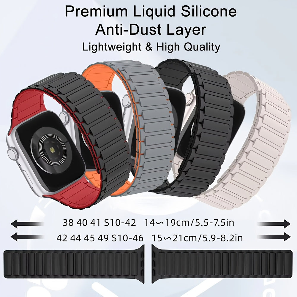 Silicone Magnetic Sport Band for Apple Watch Compatible with Series 1-10 and 38mm-49mm Sizes