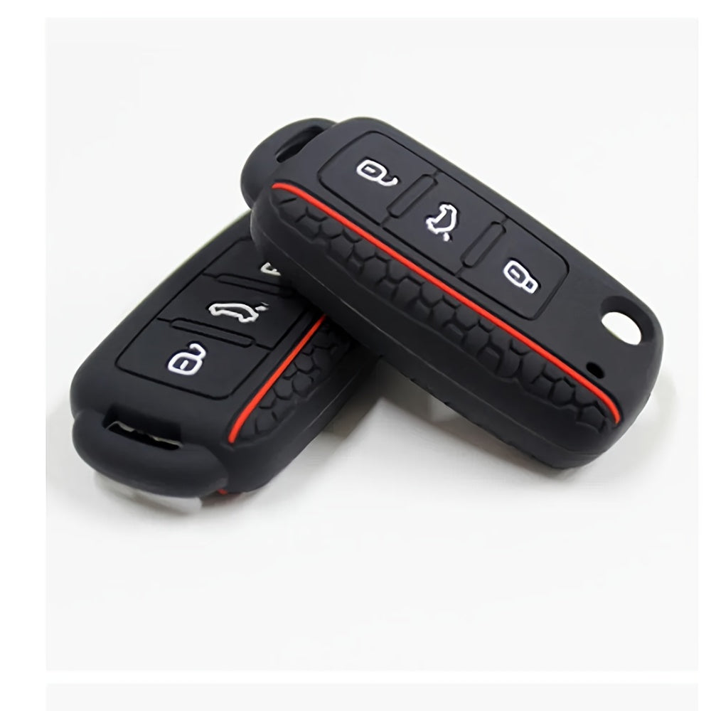 Silicone Car Key Cover For Compact Vehicles 3 Button Protection