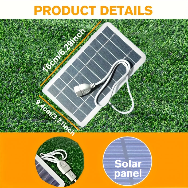 Portable Outdoor Solar USB Charger for Phones, Flashlights, Fans Camping Travel
