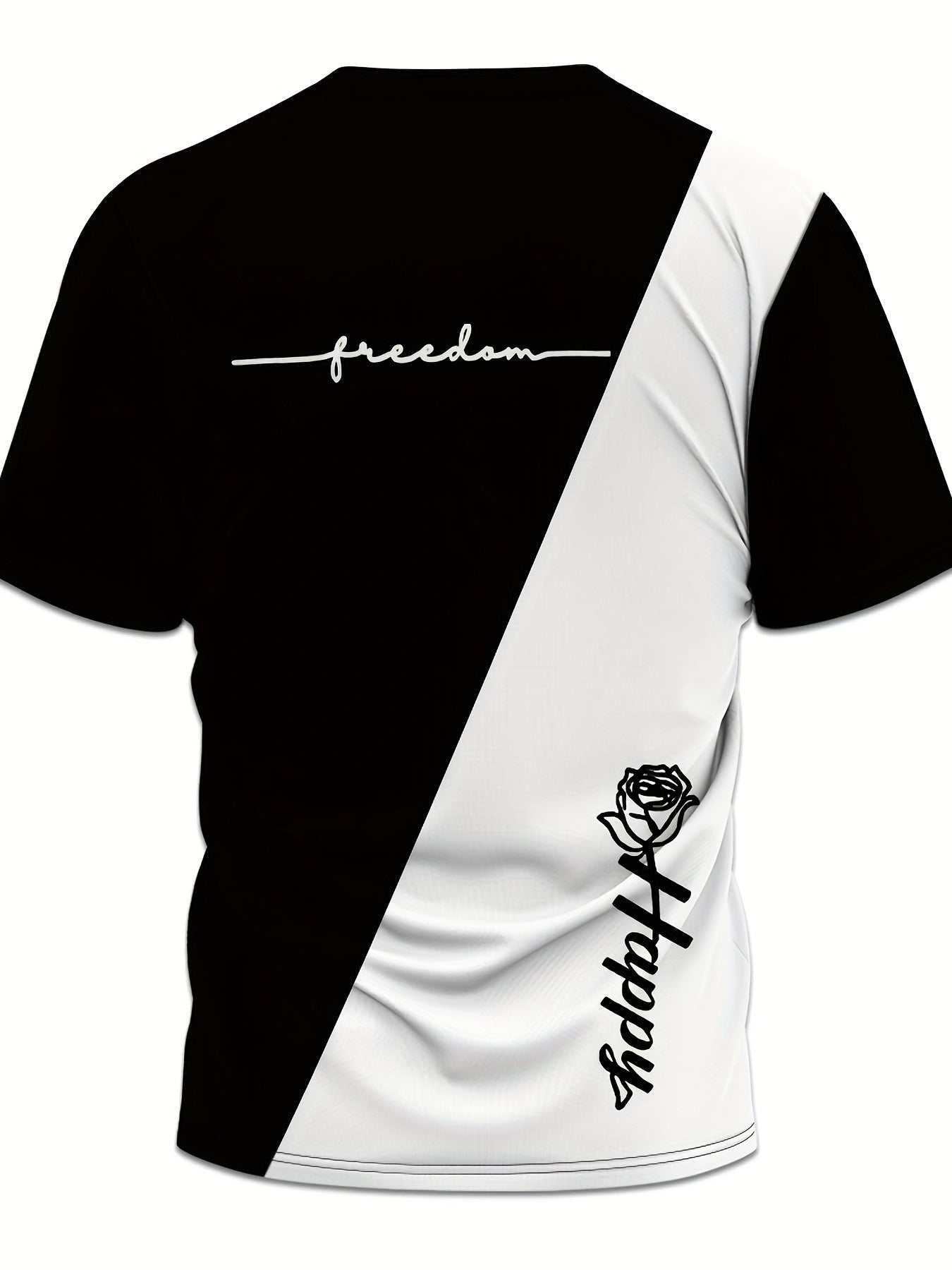 Men's Short Sleeve T-Shirt with Rose Print Color Block Casual Summer Polyester