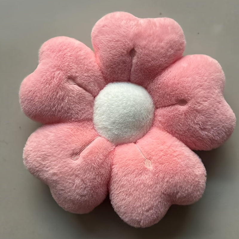 Yostiq uchun plush romashka gullari, oq/roz, 34.8 sm, polyester mato, yoqimli gullar dizayni, qulay bezak. Yostiq yoki divan uchun ideal.