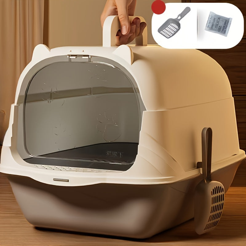 Large Enclosed Cat Litter Box with Scoop Liner Odor Resistant 36x50x34cm