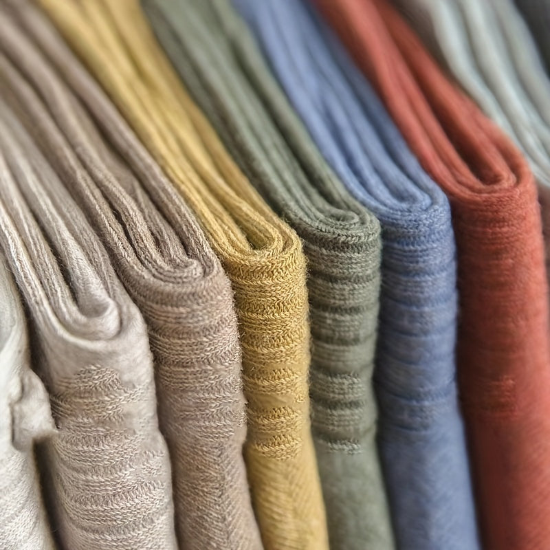 Women Knee-High Ribbed Socks 10 Pairs Casual Vintage Style Fall Winter