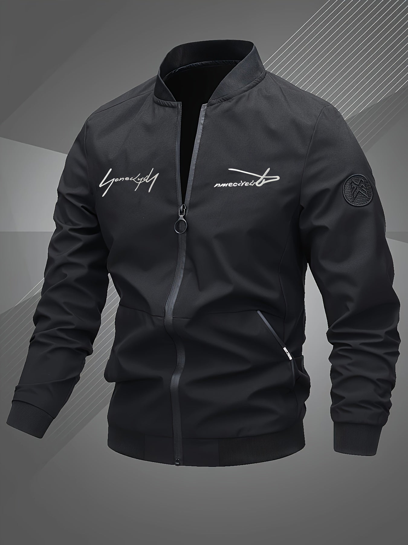 Plus Size Men's Polyester Baseball Jacket for Spring Fall Winter Sports