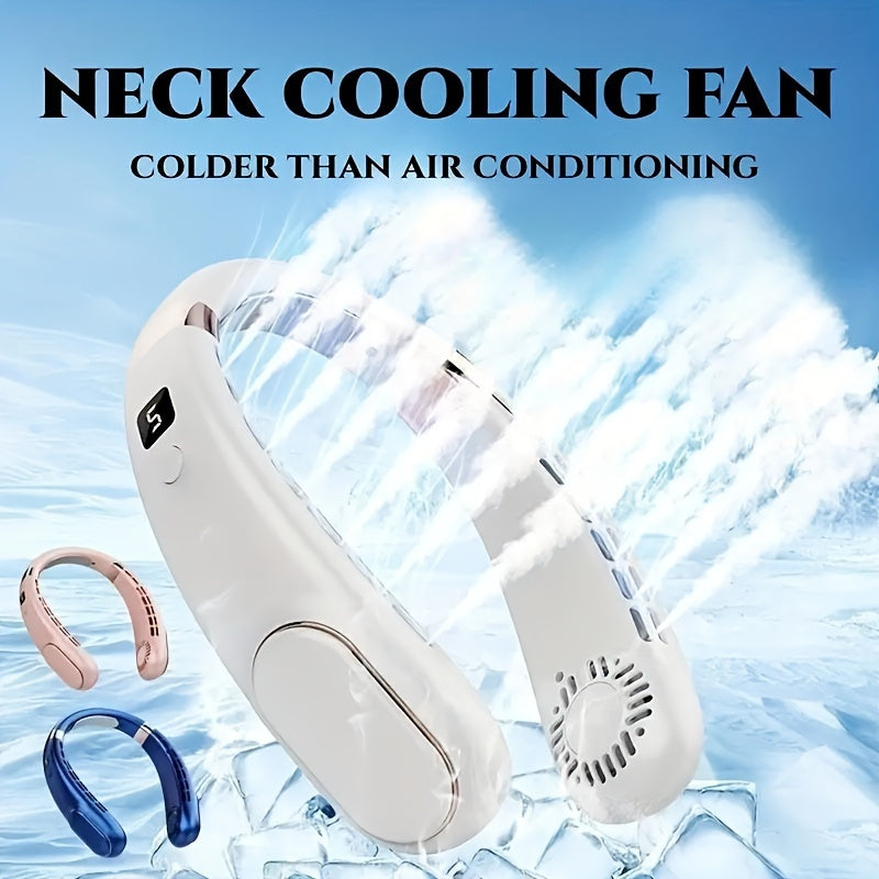 Portable Neck Fan Mini USB Rechargeable Bladeless Air Conditioner for Indoor Outdoor Use White