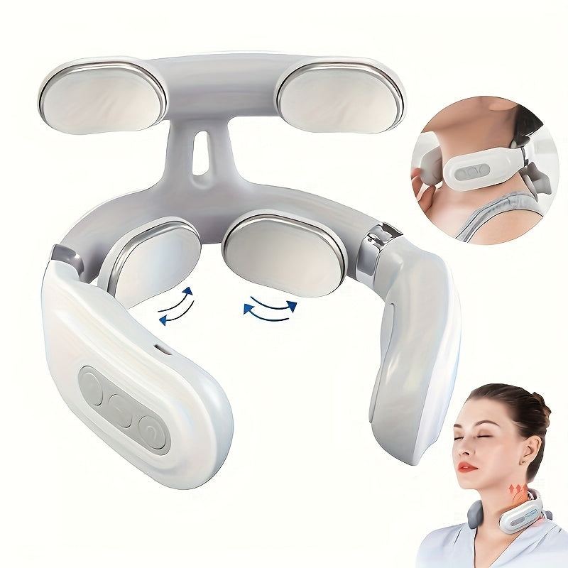 Electric Neck and Shoulder Massager with Four Massage Heads for Travel and Office Use