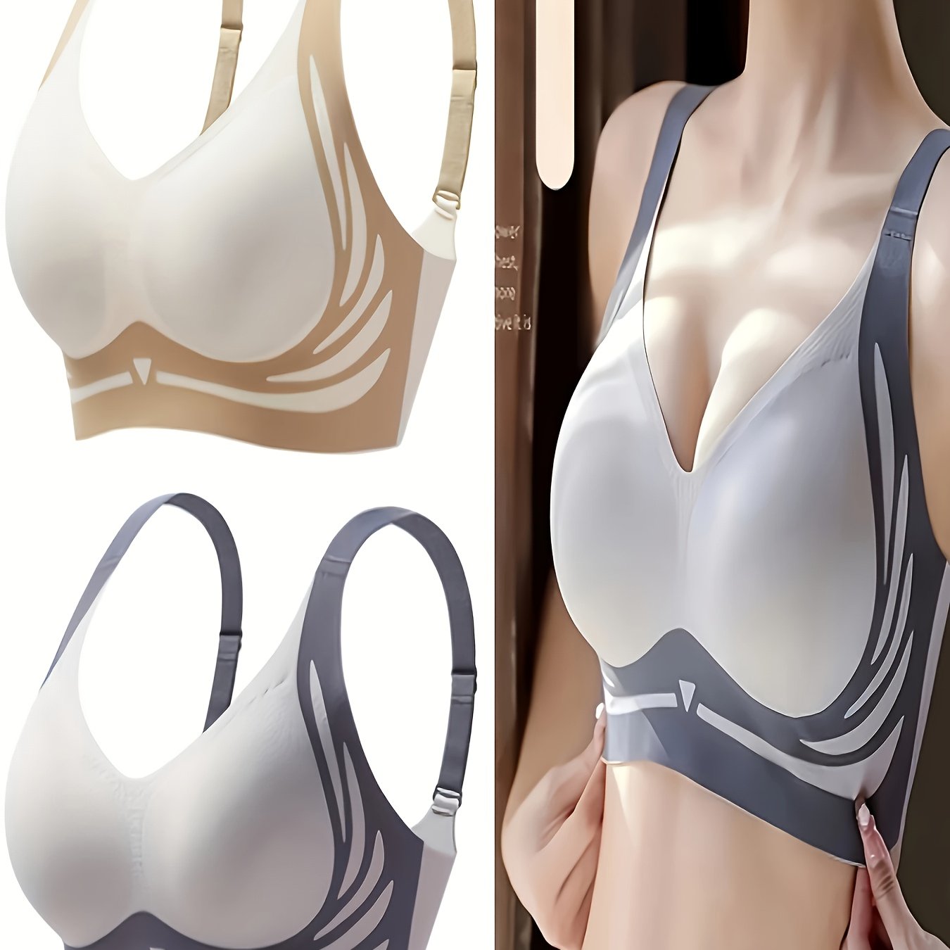 Women's Seamless Anti-Gravity Sports Bra Push-Up Shaping Pads 2 Pack