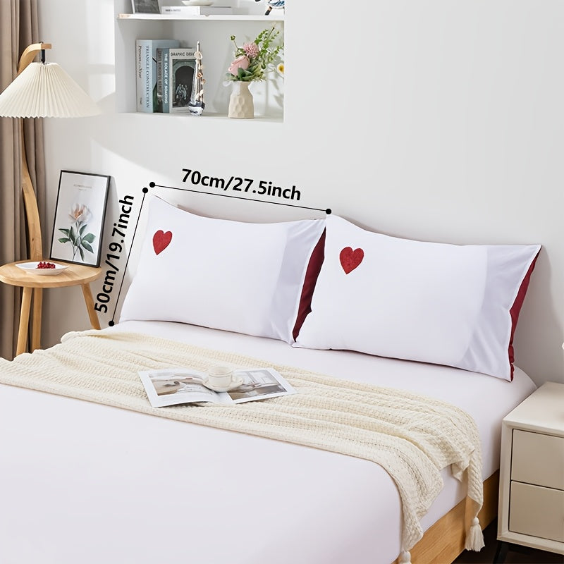 Two Pieces Pillowcases Towel Material 50x70 Flower Pattern Skin-Friendly Polyester Spandex