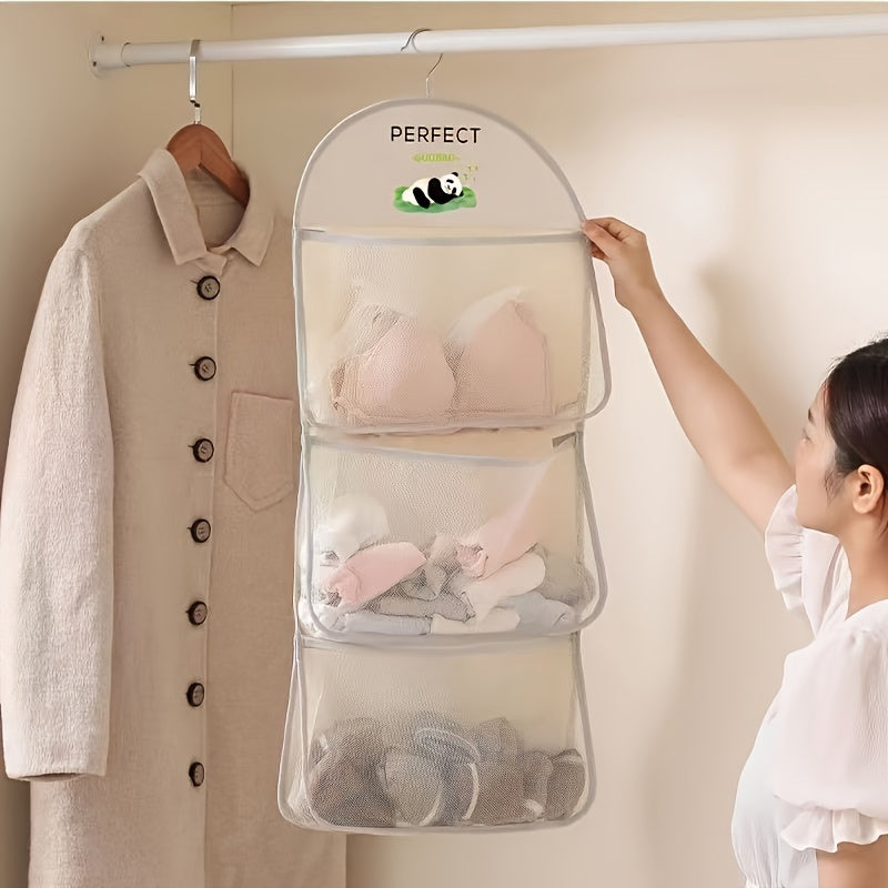 Breathable Mesh Hanging Storage Bag for Clothes Socks Underwear Organizer