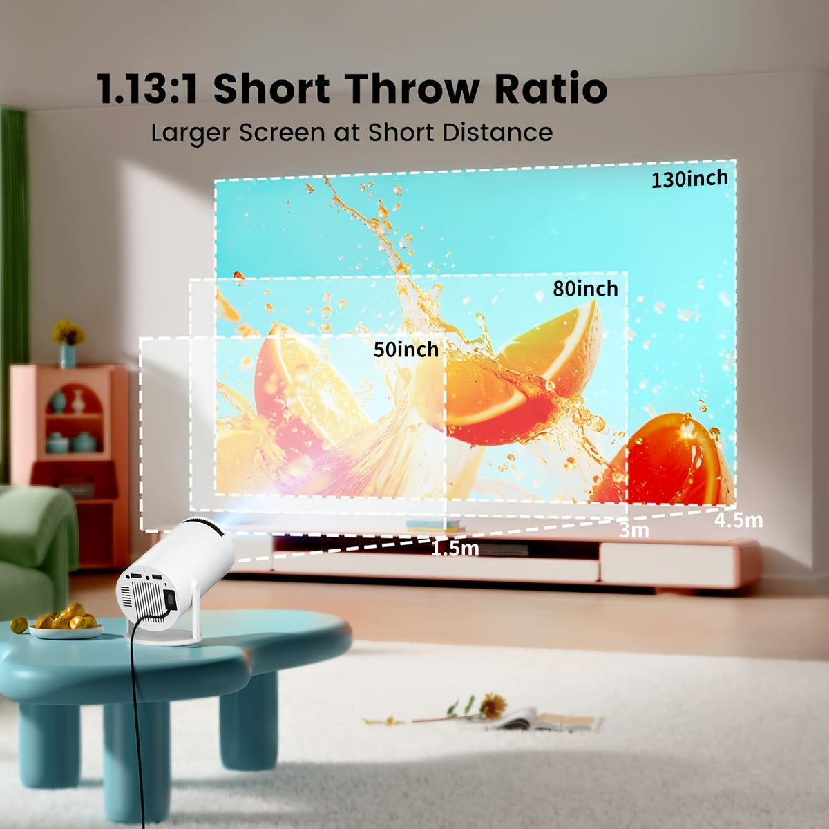 Mini Projector Supports 4K Video Wireless Portable Screen for Smartphones