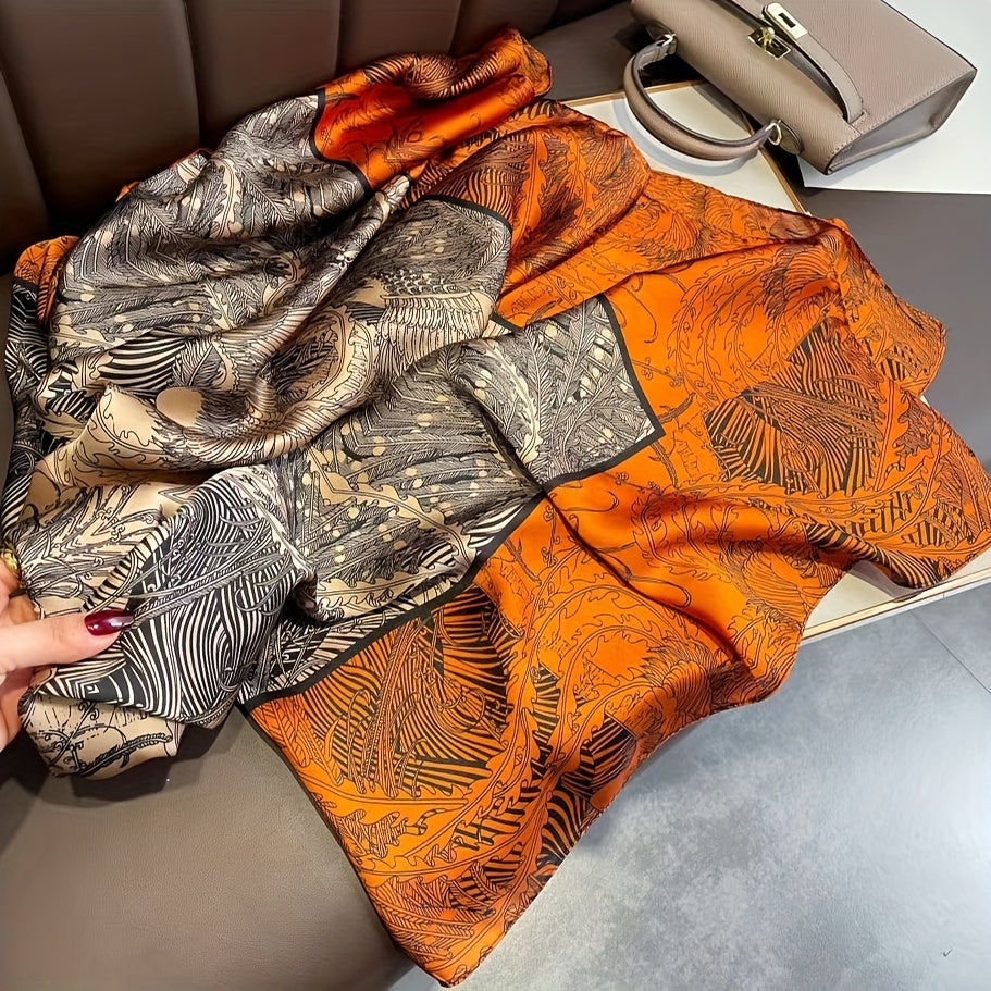 Women’s Square Scarf 109cm Polyester Vine Print Summer Shawl Headscarf