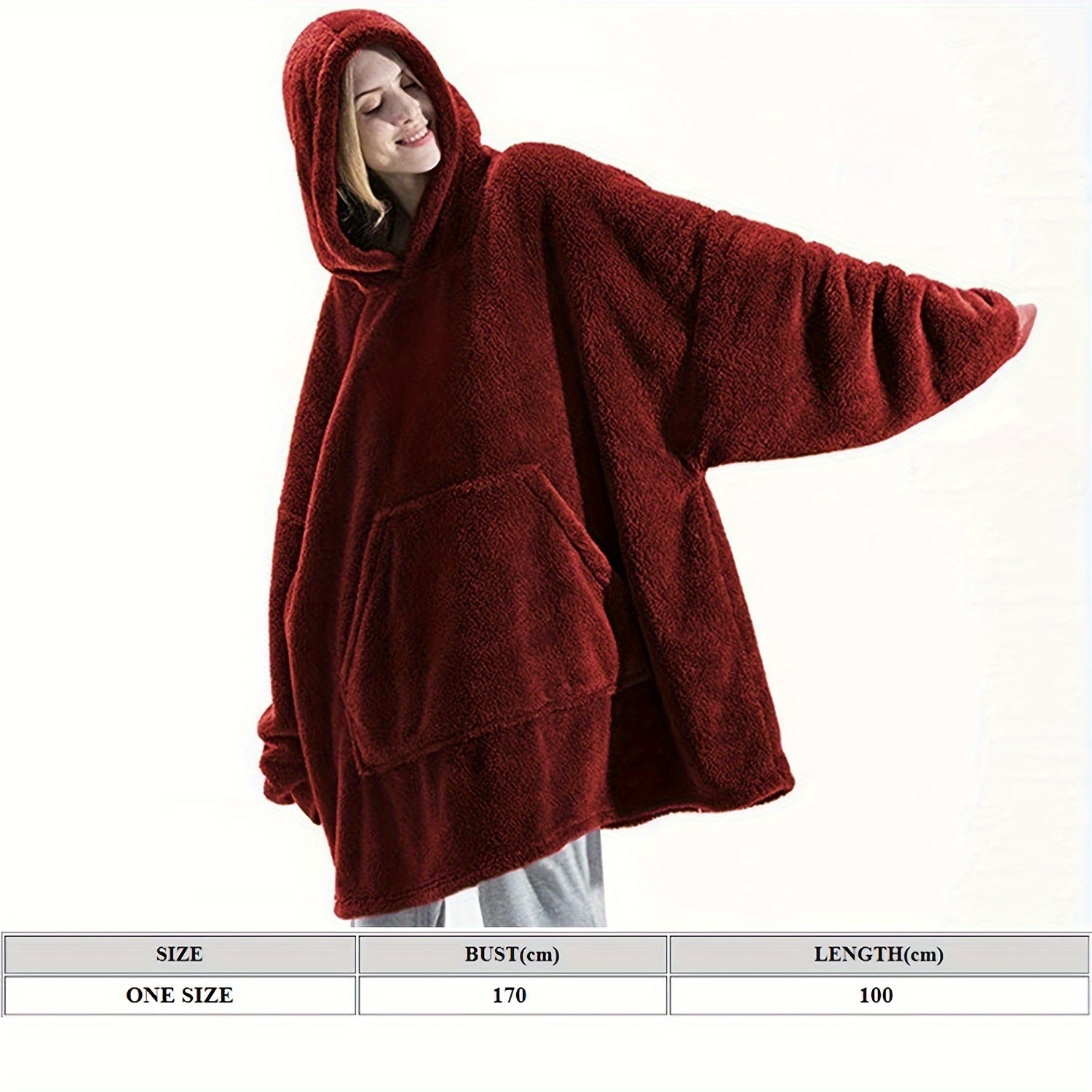 Unisex Wearable Blanket Hoodie Flannel with Pockets for Women and Men