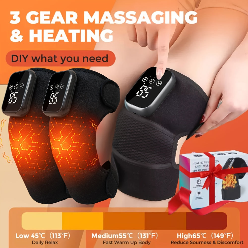 Wireless Knee Massager with Heating and Vibration 3 Modes Rechargeable Lithium Battery