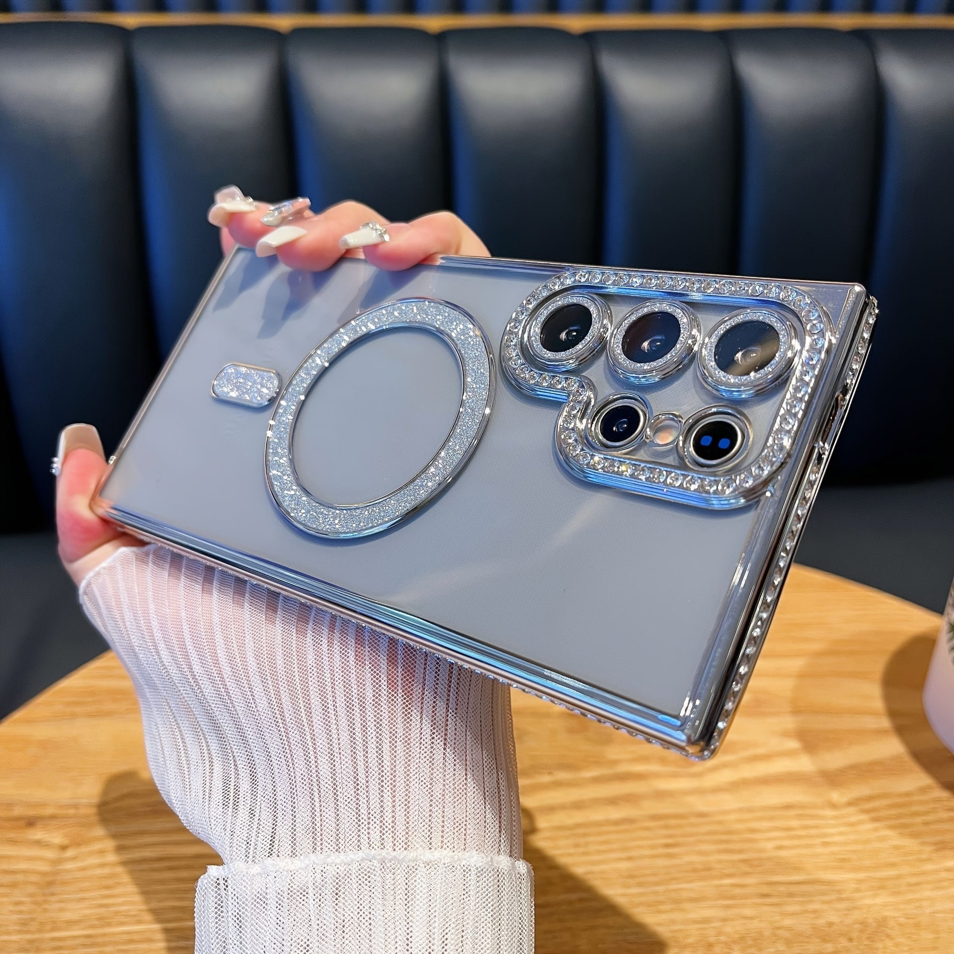 Gold-Plated Magnetic Phone Case for Samsung S25 S24 S23 S22 Ultra Plus Transparent and Shiny