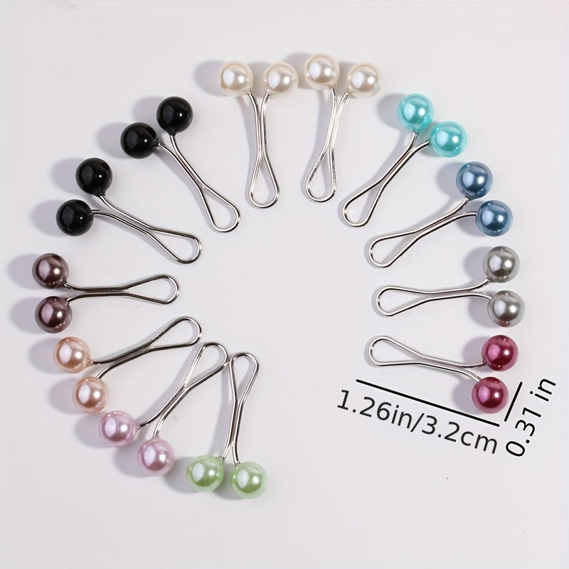Set of 12 Faux Pearl U-Shaped Hijab Pins for Headscarves and Shawls