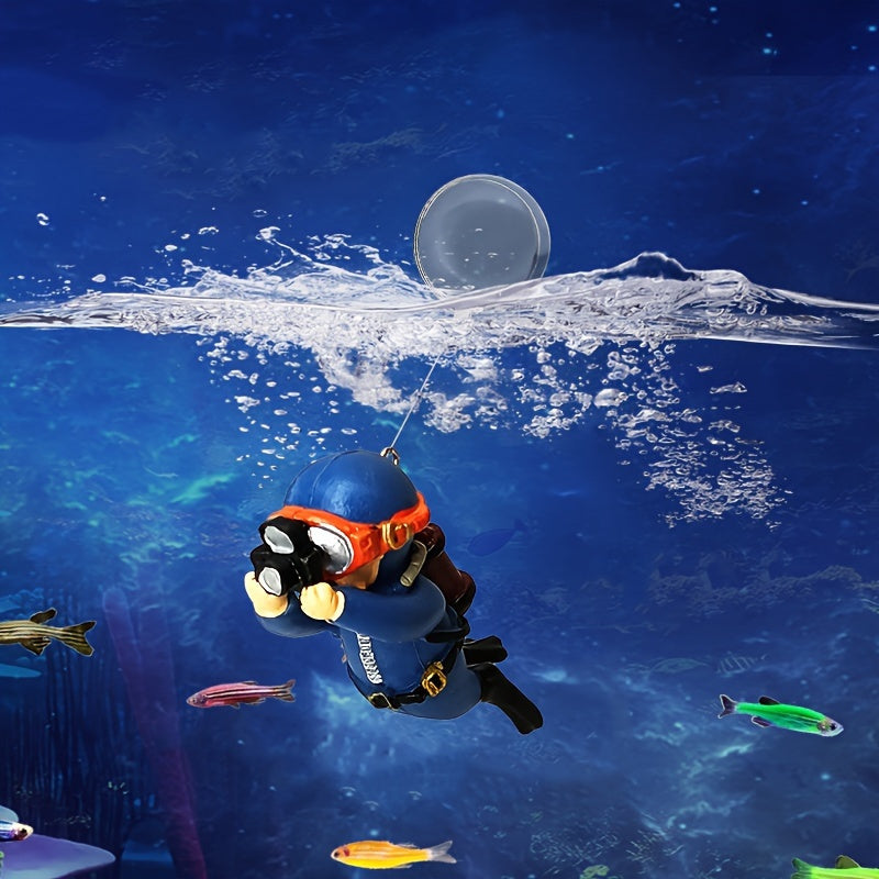 Set of 4 ABS Floating Diver Fish Tank Decor with Bubbles