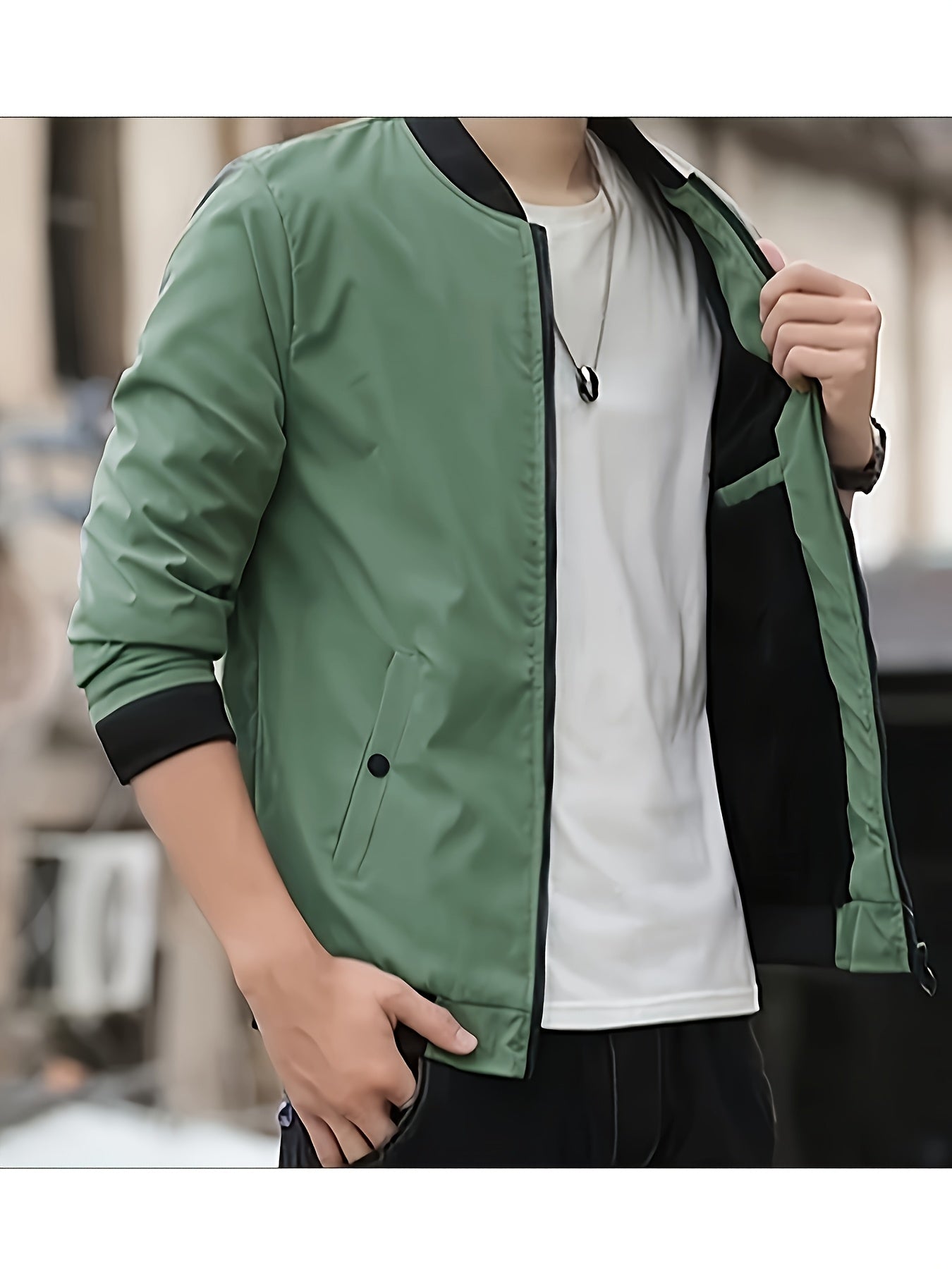 Women's Polyester Long Sleeve Jacket Green Casual Semi-Formal Coat