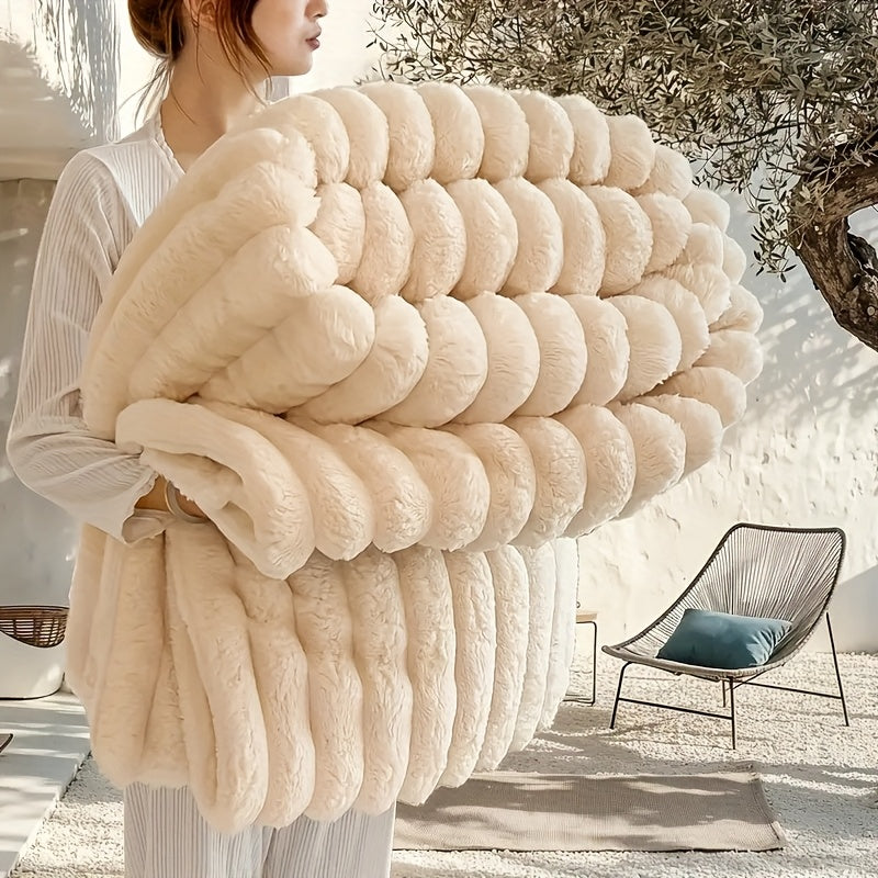Faux Fur Throw Blanket Double-Sided Soft Warm Plush Couch Bed All-Season