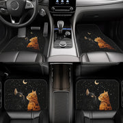 4 Pcs Starry Night Cat Pattern Car Floor Mats Polyester Absorbent Non-Slip