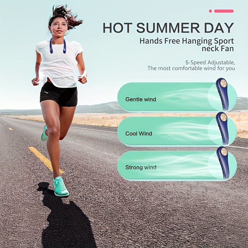 Portable Bladeless Neck Fan Rechargeable Battery USB Charging Lightweight for Outdoor Travel Gym