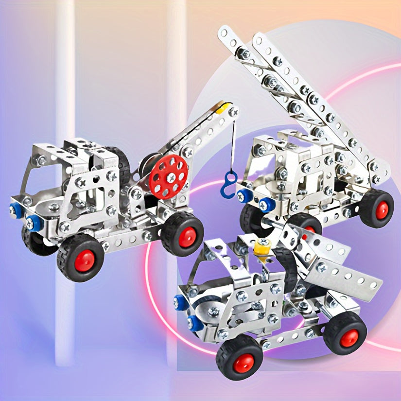 137-Piece Metal Car Building Blocks Set for Kids Ages 3+ Vehicles Toy Gift