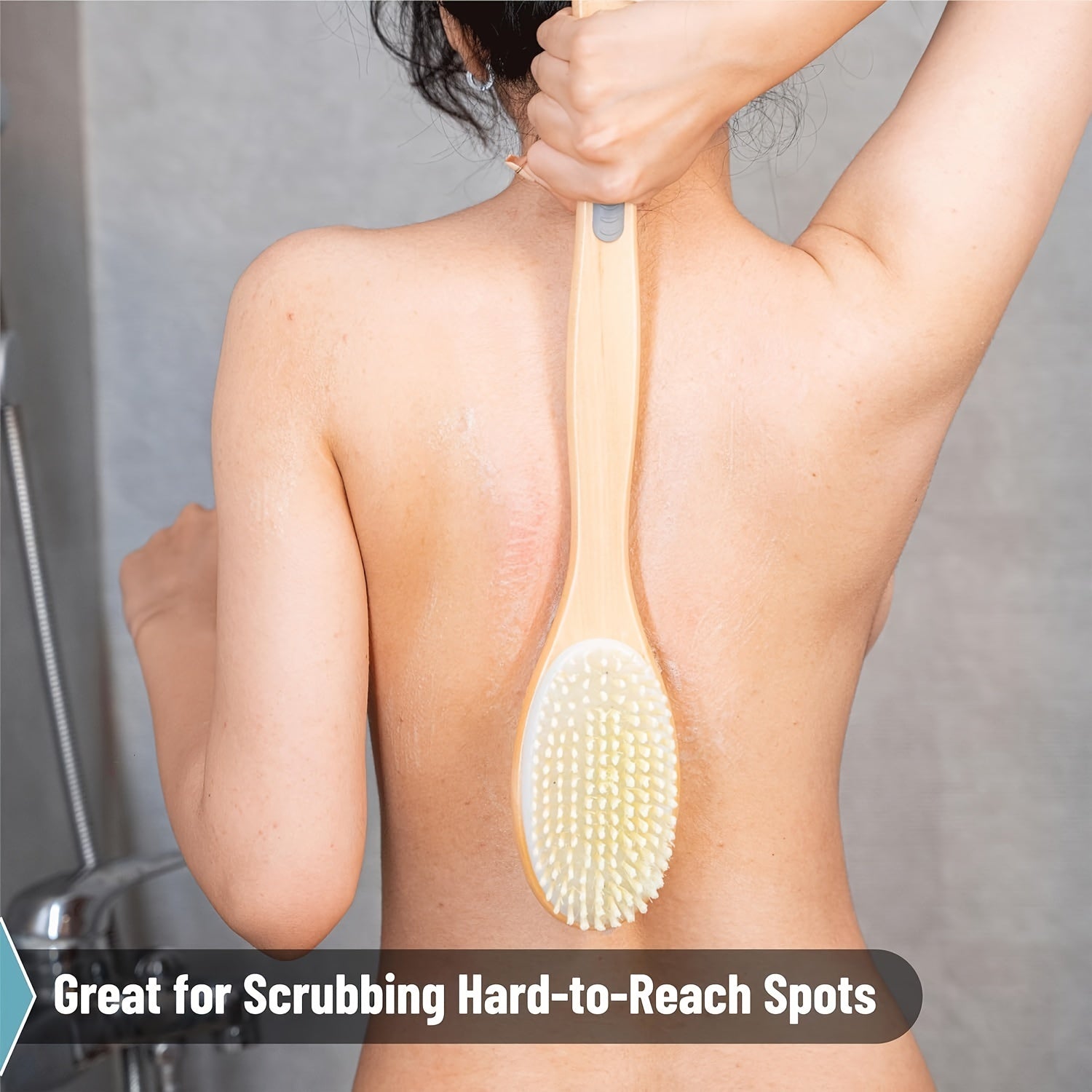 Long-Handled Dual-Sided Shower Brush for Deep Cleaning and Exfoliating