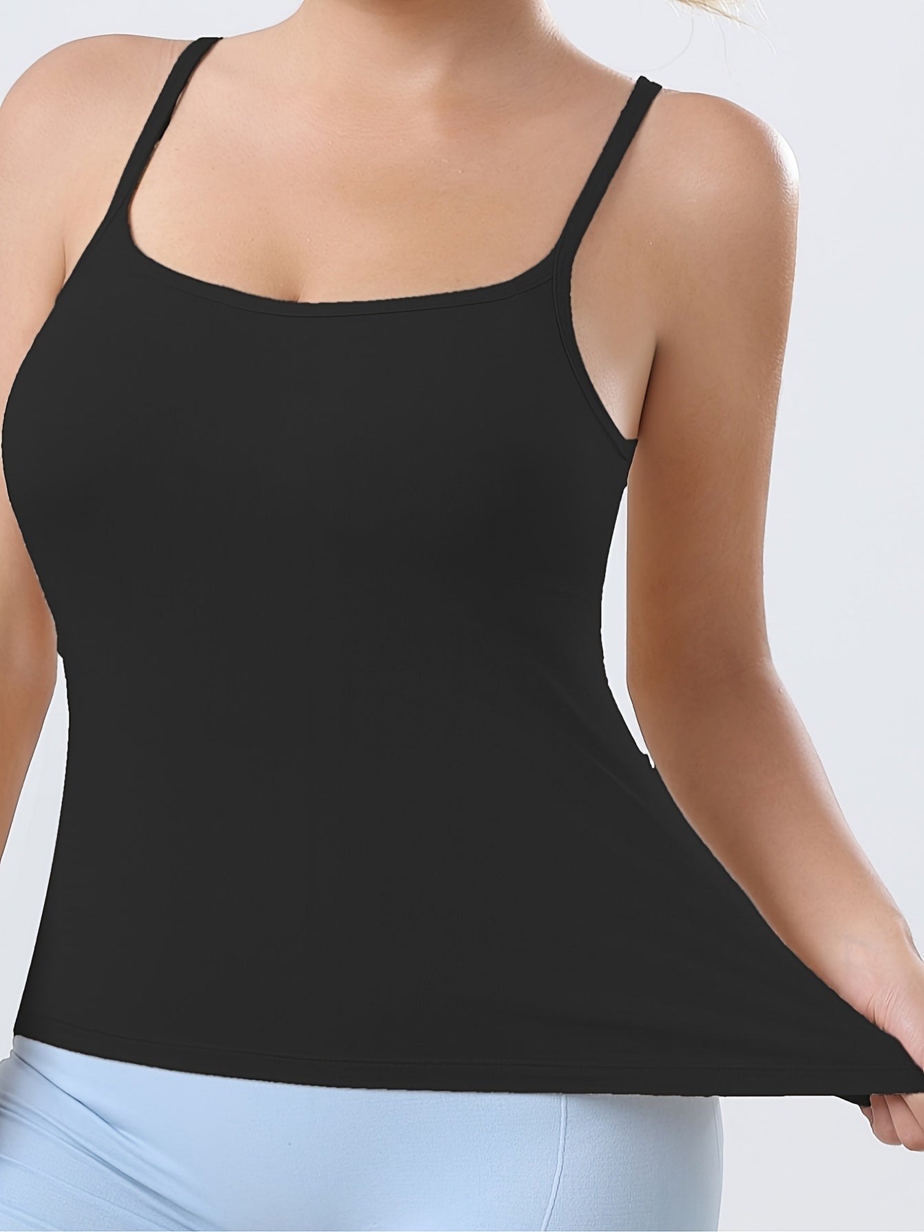 Women's Plus Size 2-in-1 Adjustable Tank Top with Built-In Bra Pad All-Season Casual