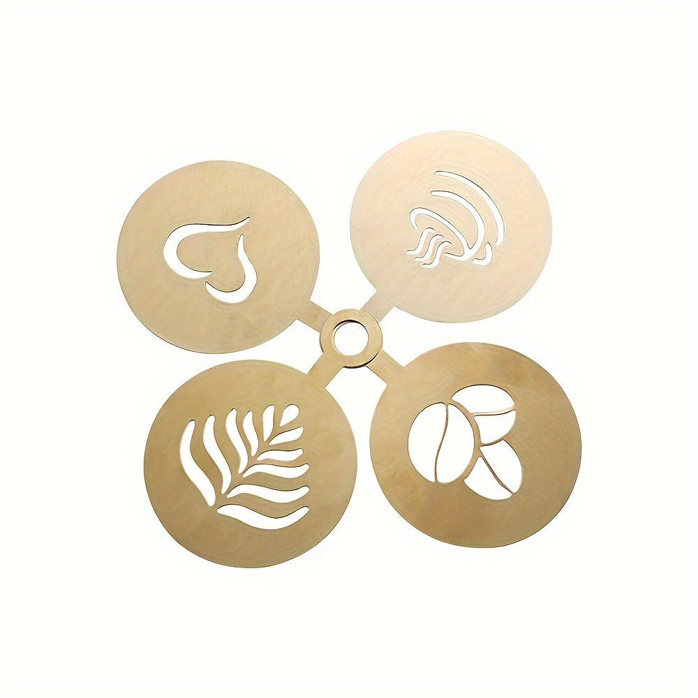 Stainless Steel Cake and Coffee Stencils Set for Lattes Cakes Cookies 4 Pack