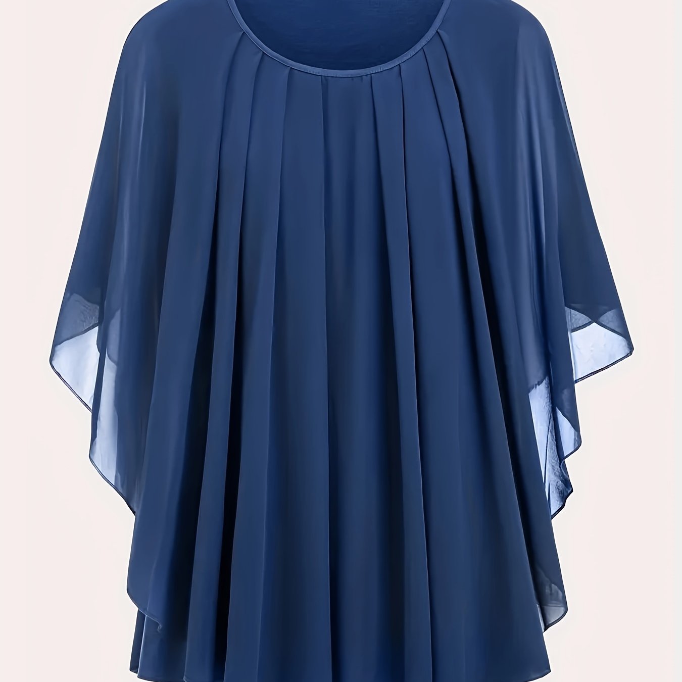 Блузка с рукавами-кимоно и сборками большого размера с круглым вырезом для весны