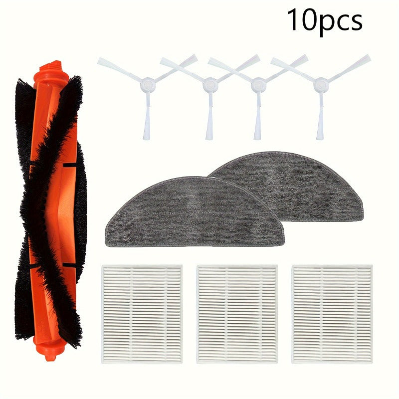 Xiaomi E10 B112/E12/3C Plus C103 Robot tozalagichi uchun almashtirish qismlari to'plami 1 asosiy cho'tka, 4 yon cho'tka, 3 filtr, 2 mopa mato va 10 dona plastik va mato pol ulanish to'plamini o'z ichiga oladi.