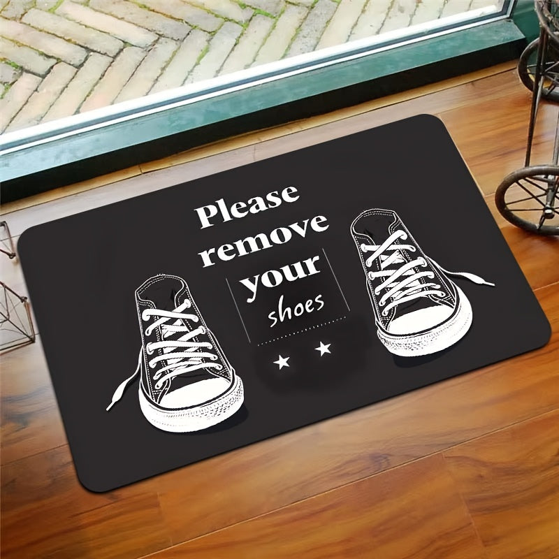 Polyester Doormat Set with Please Remove Your Shoes Design Non-Slip Machine Washable Indoor Home Decor