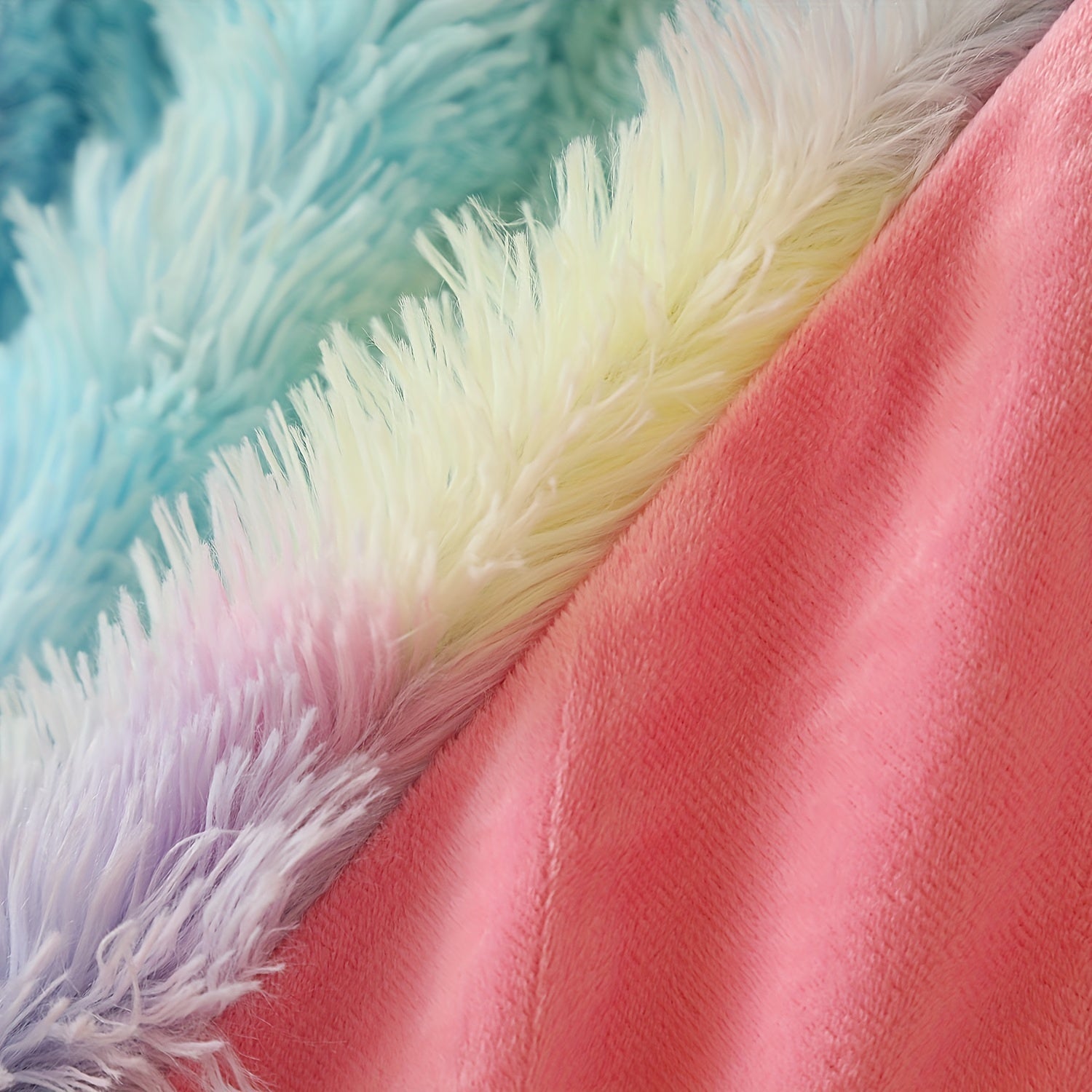 Rainbow Double Layer Plush Blanket for Home Decor and Cozy Bed or Sofa Use