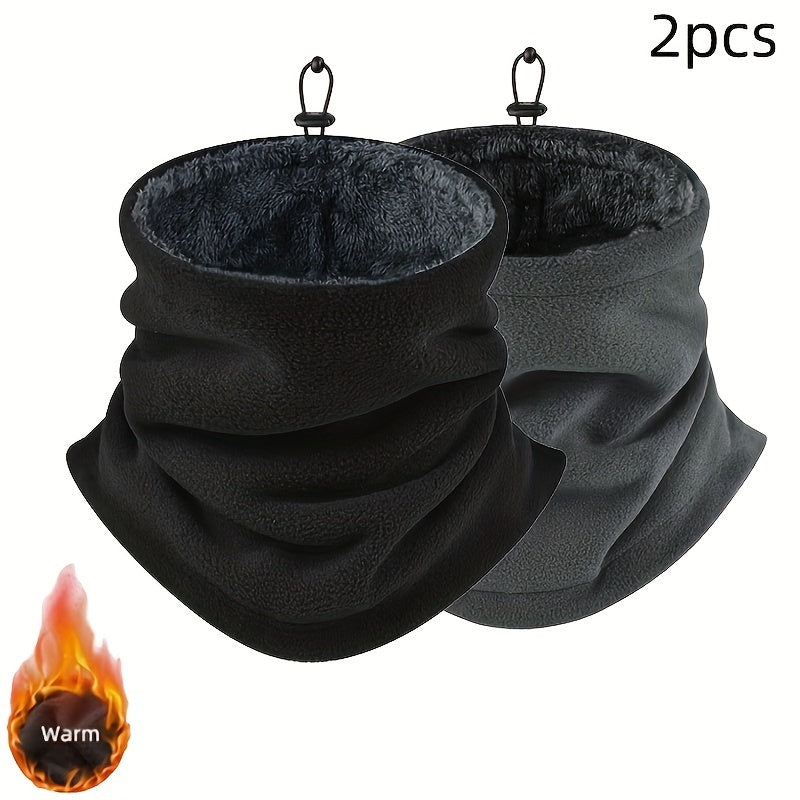 Men's Warm Neck Gaiter Scarves Polyester Knit Breathable Windproof Fleece Lined